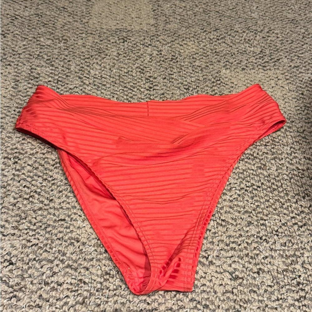 Coral High-Waisted Bikini Bottom